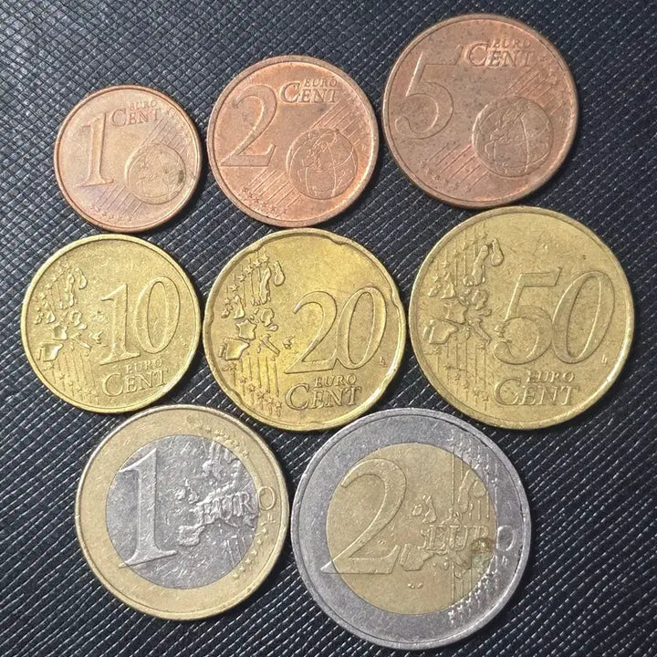 [BUNJANG] European Union Euro Coin Set (8 denominations, 1 Cent to 2 Euro) / 유럽 유로 동전 8종 줄세우기 (1센트부터 2유로까지)