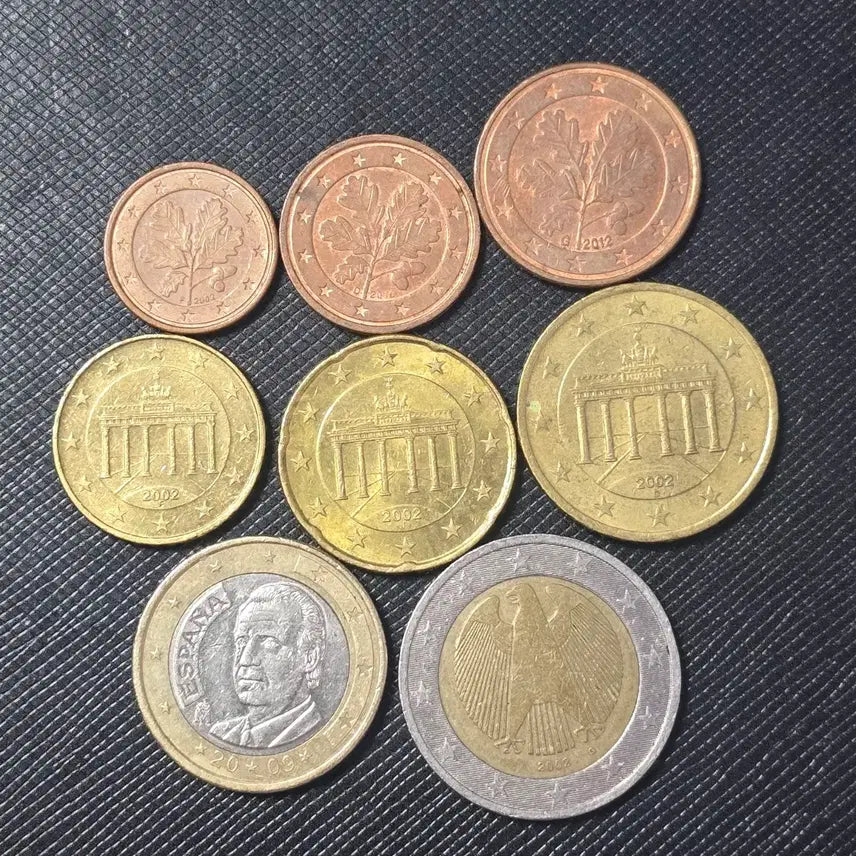 [BUNJANG] European Union Euro Coin Set (8 denominations, 1 Cent to 2 Euro) / 유럽 유로 동전 8종 줄세우기 (1센트부터 2유로까지)