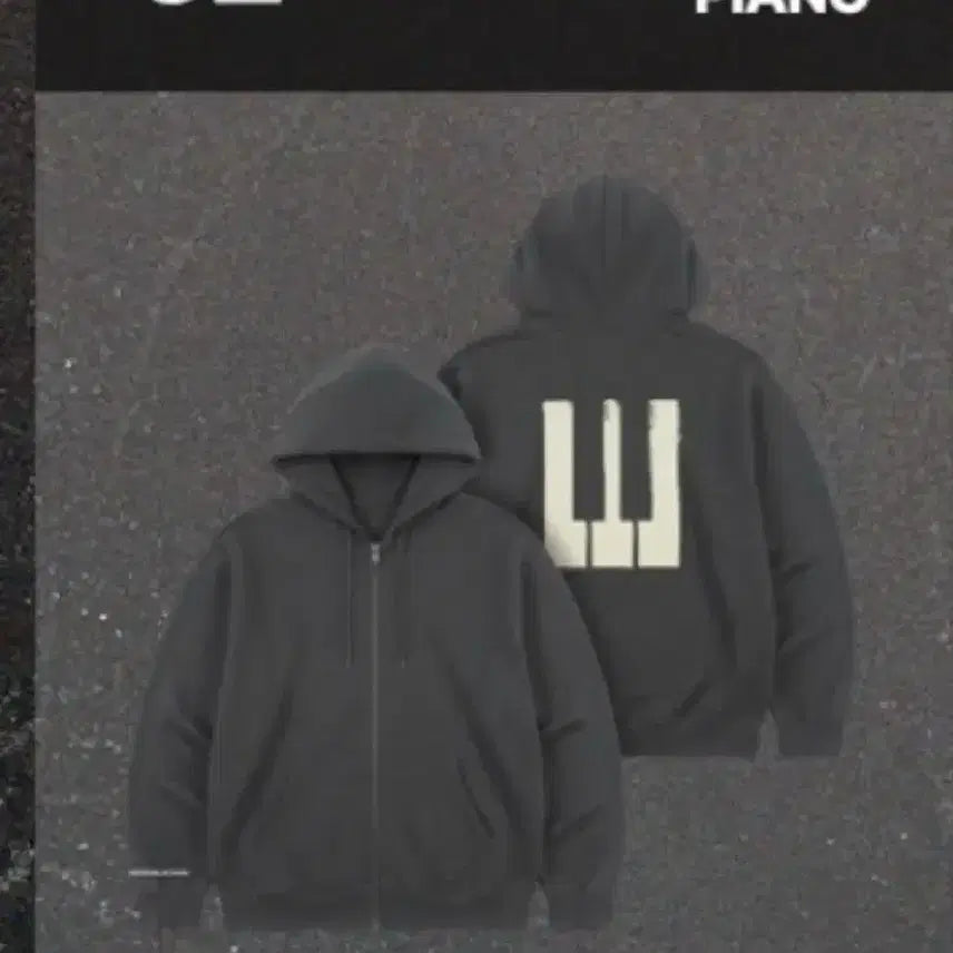 [BUNJANG] BIGBANG Prequel Exhibition "Piano" Logo Zip-Up Hoodie (Charcoal, XL) / 빅뱅 프리퀄 전시회 집업 후디 피아노 BIGBANG 차콜