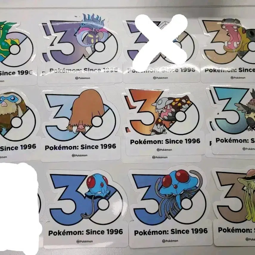 [BUNJANG] Pokemon 30th Anniversary Logo Stickers Set / (원가판매/교환) 포켓몬 30주년 로고 스티커 누니머기 브이젤 차데스 나목령 지가르데 캐터피 알로라 모래두지 로토무 타만타 찌르꼬 푸크린 유크시 설운 캐스퐁 꼬지지 레오꼬 레지락