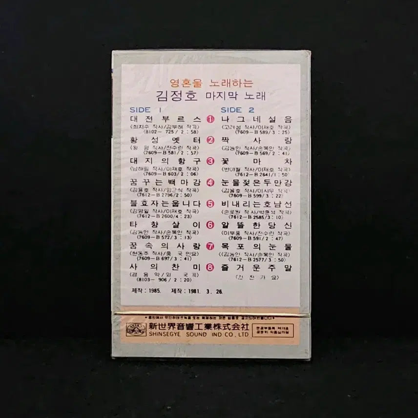 [BUNJANG] Kim Jung Ho Last Song Cassette Tape (Sealed) / [미개봉]김정호- 마지막 노래 /카세트 테이프