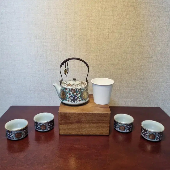 [BUNJANG] Chinese Luxury 4-Person Tea Set (Unused Full Box) / 화려한 중국 고급 4인 다기세트 (미사용 풀박스)