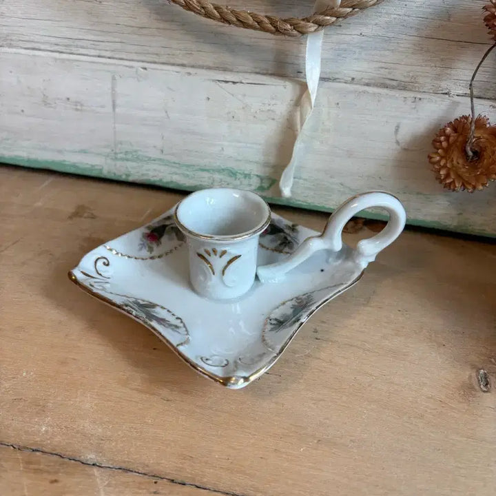 [BUNJANG] Vintage Porcelain Chamber Candlestick Holder / 빈티지 포슬린 챔버 촛대 / 손잡이 촛대