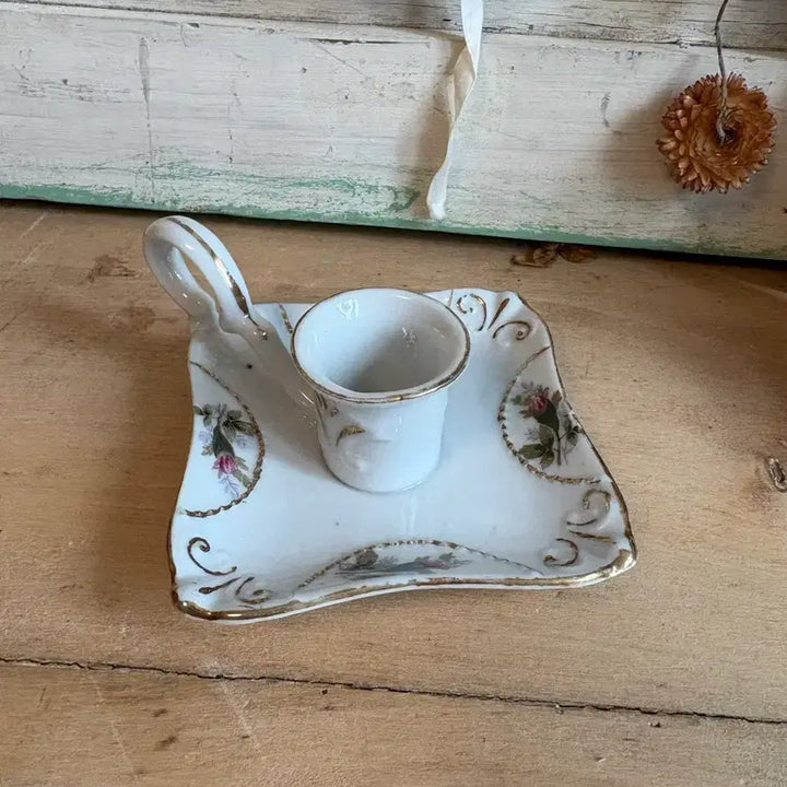[BUNJANG] Vintage Porcelain Chamber Candlestick Holder / 빈티지 포슬린 챔버 촛대 / 손잡이 촛대