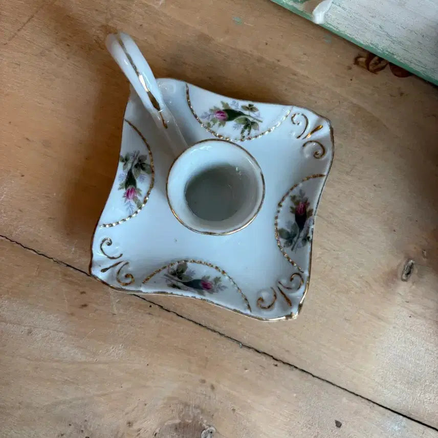 [BUNJANG] Vintage Porcelain Chamber Candlestick Holder / 빈티지 포슬린 챔버 촛대 / 손잡이 촛대