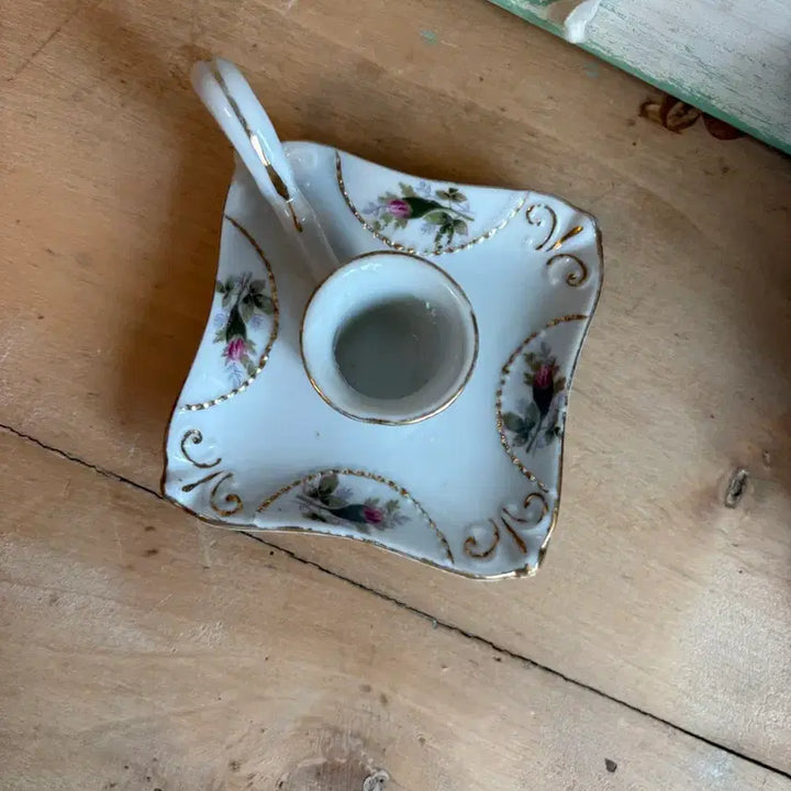 [BUNJANG] Vintage Porcelain Chamber Candlestick Holder / 빈티지 포슬린 챔버 촛대 / 손잡이 촛대