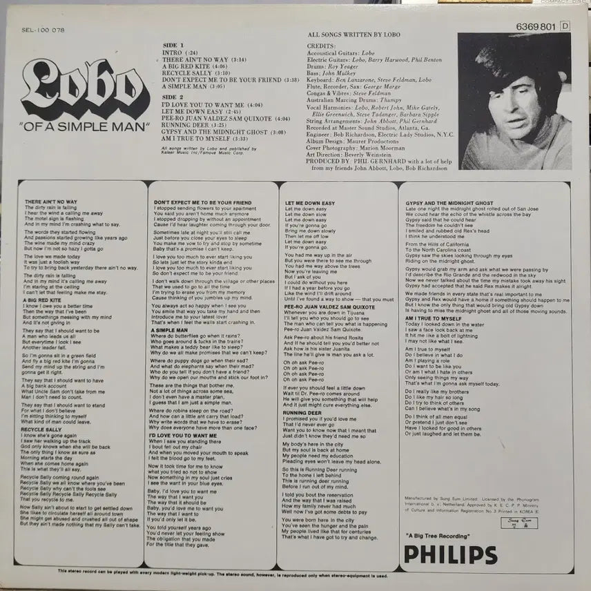 [BUNJANG] Lobo Of A Simple Man LP / Lobo 로보 정품 LP