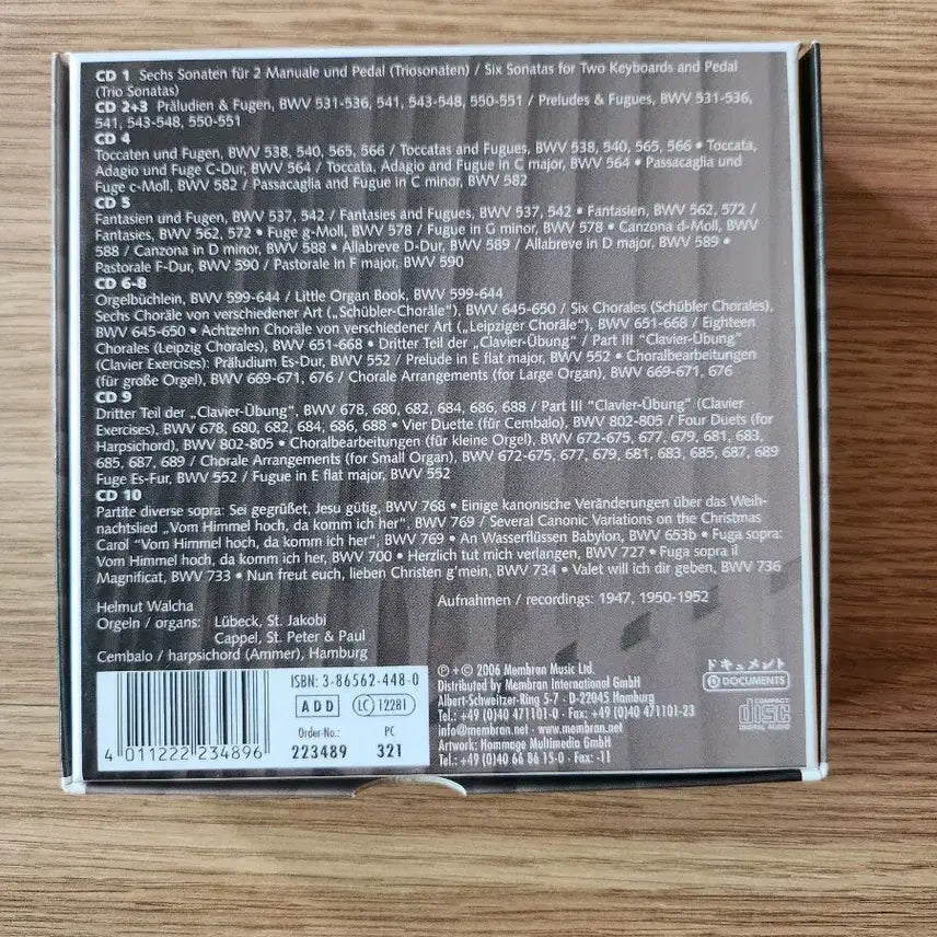 [BUNJANG] J.S. Bach Complete Organ Works 10CD Helmut Walcha / 바흐 오르간 전집 10CD 헬무트 발햐 연주