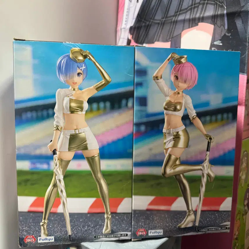 [BUNJANG] Re:Zero Starting Life in Another World Frey Racing Girl Rem &amp; Ram Figure Bundle Set (Sealed) / [미개봉] 리제로부터 시작하는 이세계생활 후류 레이싱걸 렘,람 피규어 일괄