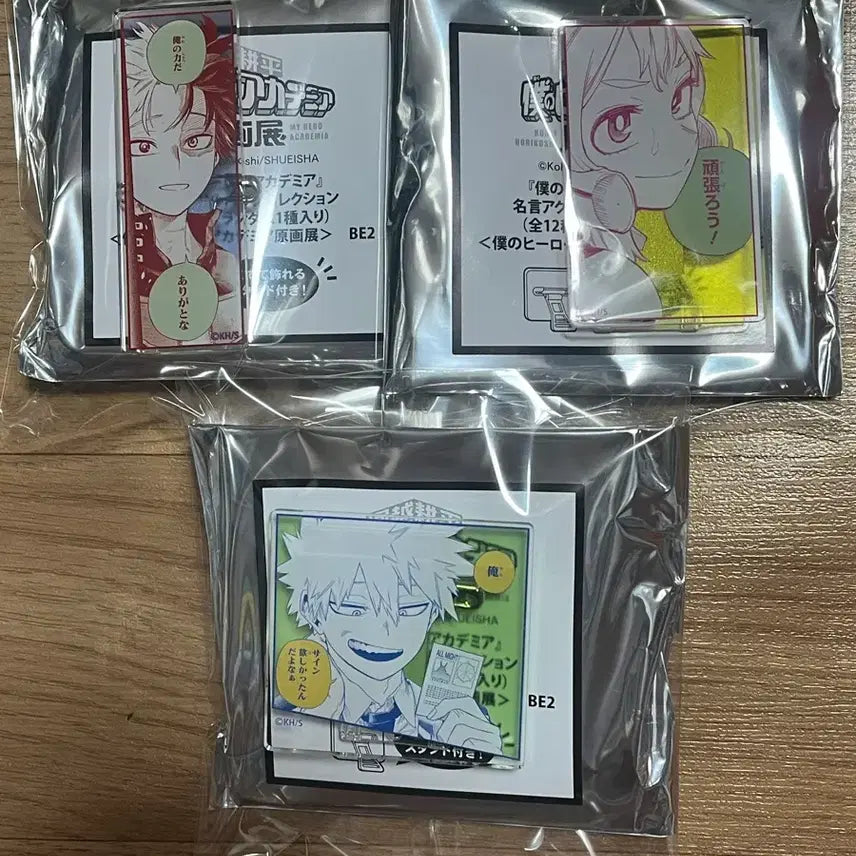 [BUNJANG] My Hero Academia Original Drawing Exhibition Quote Acrylic Badges Set of 3 / 히로아카 원화전 명언아크릴뱃지 3종 일괄판매
