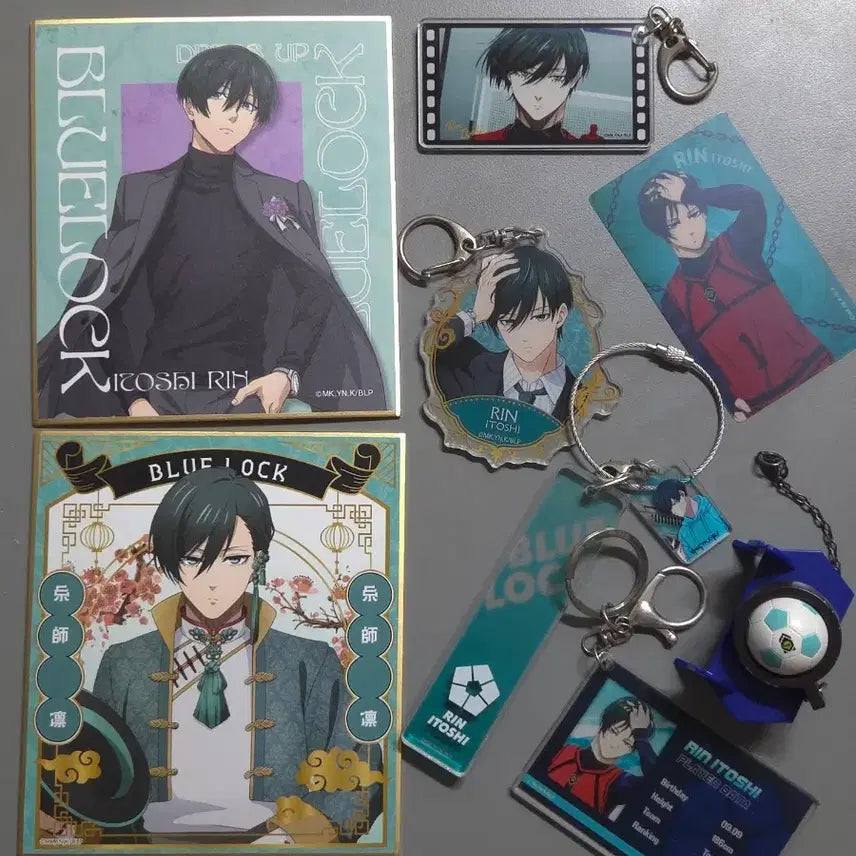[BUNJANG] Blue Lock Itoshi Rin Shikishi, Acrylic Keyring, Goods Bundle Set / 블루록 이토시린 색지, 아크릴 키링, 굿즈 일괄