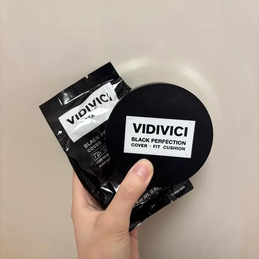 [BUNJANG] VIDIVICI Black Perfection Cover Fit Cushion SPF40 PA++ (17N Fair) - Base &amp; Refill / 비디비치 블랙 퍼펙션 커버 핏 쿠션 17N 페어 본품 리필
