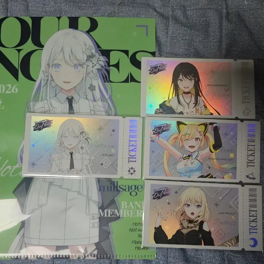 [BUNJANG] BanG Dream! Hour Note Ticket Set (4 types) + L-shaped File (1 type) / 뱅드림 아워노트 티켓4종+L형파일1종