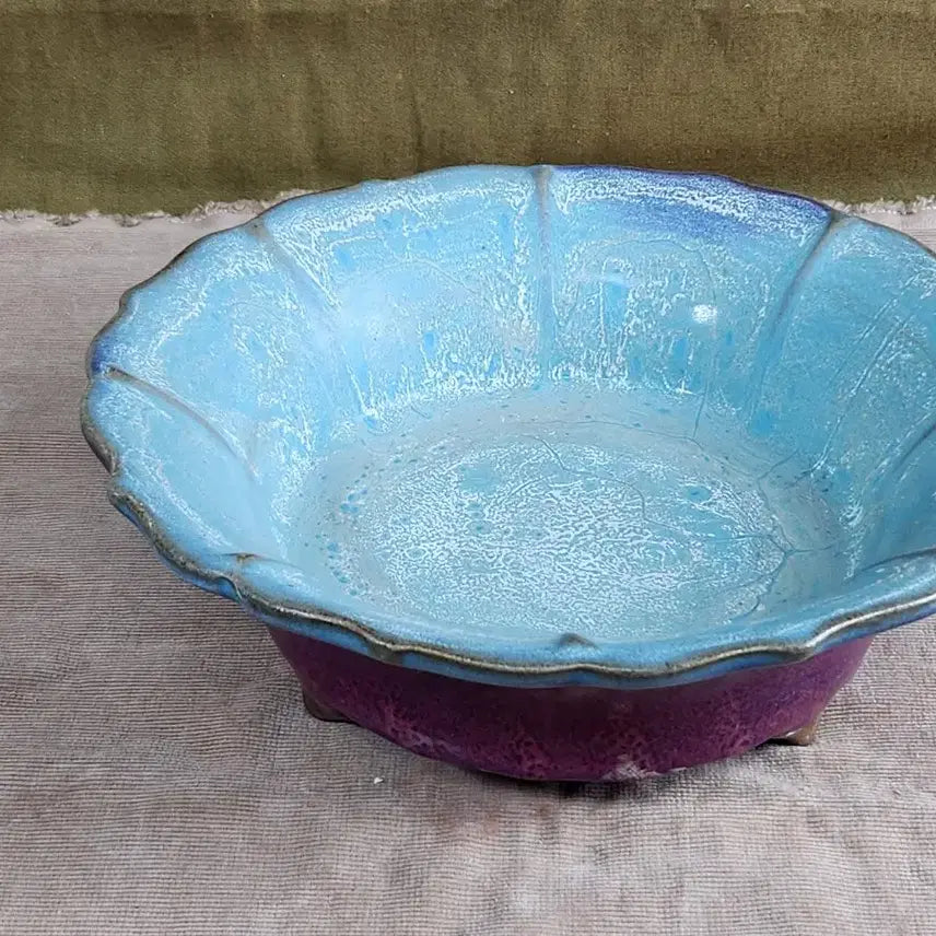 [BUNJANG] Chinese Jun Ware Large Flower-Shaped Water Basin / 중국도자기 균요 대형화형 수반 요변좋은.