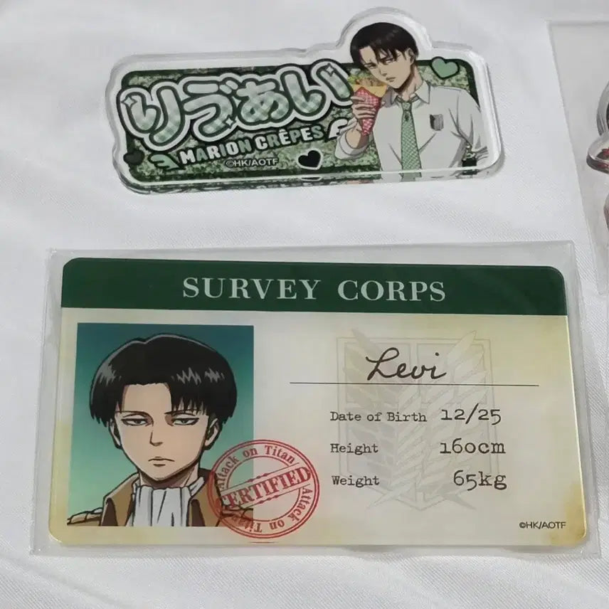 [BUNJANG] Attack on Titan Levi Acrylic Name Tag &amp; ID Card Bundle / 진격의거인 진격거 리바이 아크릴명찰 아크릴 ID카드 일괄