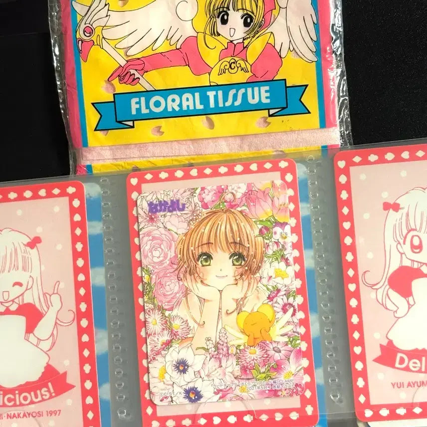 [BUNJANG] Cardcaptor Sakura Classic Illustration Card Sticker &amp; Portable Tissue Bundle Set / (일괄)고전 카드캡터체리 카캡체 일러스트 카드 스티커&amp;휴대용 티슈