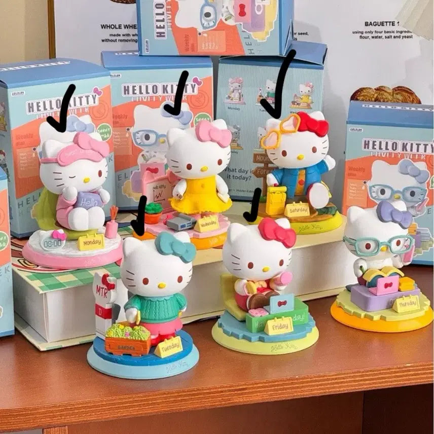 [BUNJANG] Sanrio Hello Kitty Daily Figures Bundle Set (5 pcs) / 요일 헬로키티 피규어 5개 일괄(정품)