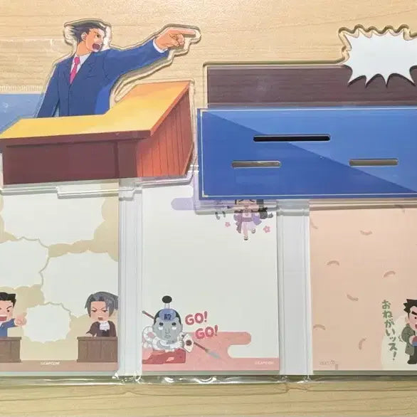 [BUNJANG] Gyakusai Collection Naruhodo Ryuuichi Acrylic Stand &amp; Illustration Memo Pad Bundle Set / 역전재판 이라스토야 메모지 나루호도 아크릴 스탠드 양도