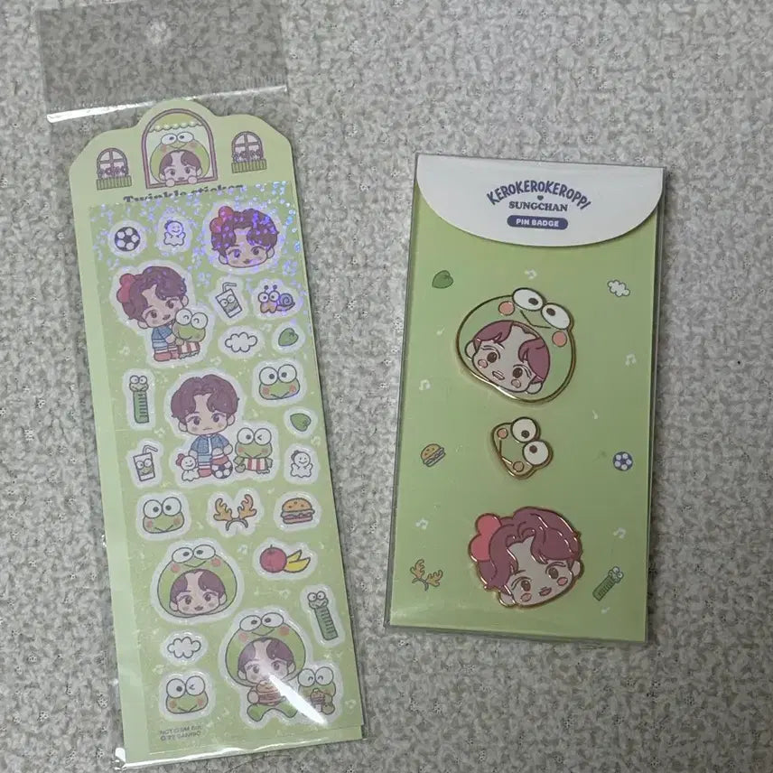 [BUNJANG] RIIZE Sungchan Sanrio Kerokeropi Collaboration Badge Sticker Bundle Set / 라이즈 성찬 산리오 케로케로피 콜라보 뱃지 스티커 일괄 양도