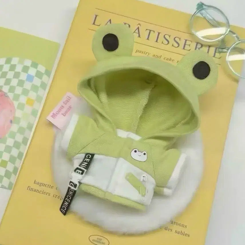 [BUNJANG] 10cm Doll Clothes Frog Plushie Outfit Hoodie Cape / 10cm 인형 옷 개구리 누이 의상 후드 망토 새상품 초록 연두색