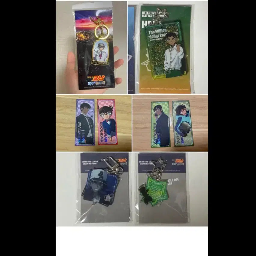 [BUNJANG] Detective Conan Popup Ticket Special Edition Jinpei, Conan, Kaito Kid, Heiji Keyrings &amp; 2 Types of Stickers / 명탐정코난 팝업 티켓 특전 진페이 코난 괴도키드키링 헤이지키링 펜타그램키링 2종 스티커 2종