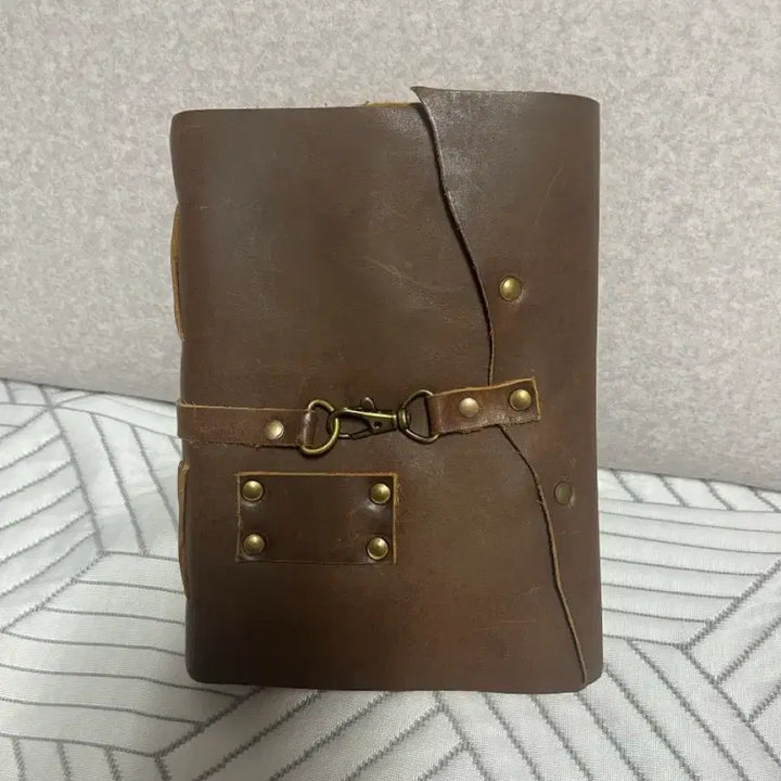 [BUNJANG] Vintage Leather Journal &amp; Feather Fountain Pen Sealing Wax Set / 빈티지 가죽 저널 핸드메이드 다이어리&amp;깃털 만년필 실링왁스 세트