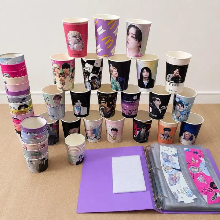 [BUNJANG] BTS Birthday Cup, Cup Holder, and Binder Set / 방탄소년단  BTS 생일 컵, 컵 홀더, 컵 홀더 바인더
