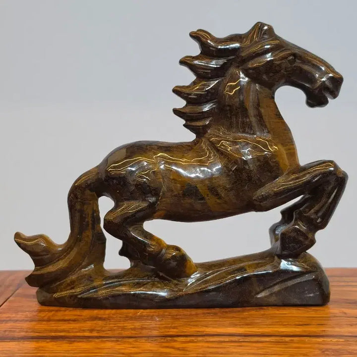 [BUNJANG] Tiger Eye Stone Horse Sculpture / 26081702 좋은 기운을 내뿜는 영롱한 호안석 타이거아이 말 조각상 광물 수석 팝니다