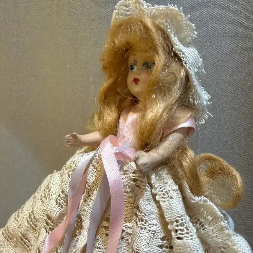 [BUNJANG] Vintage Doll Lace Dress Pink Ribbon / 빈티지 인형 레이스 원피스 핑크 리본