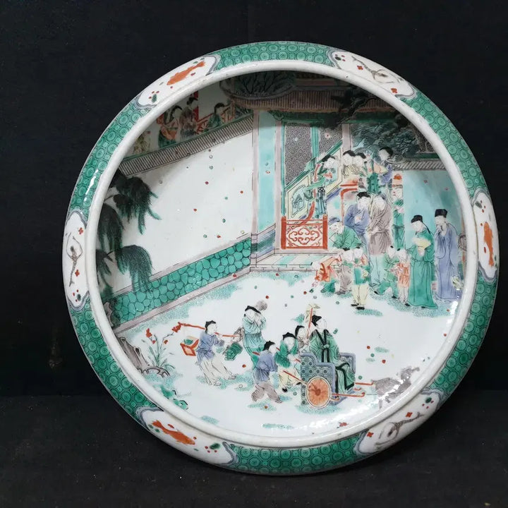 [BUNJANG] Qing Dynasty Kangxi Period Celadon Porcelain Brush Pot with Beauty Painting / (수원만물)청대 강희년제 미녀도 대 필새