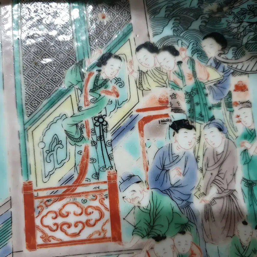 [BUNJANG] Qing Dynasty Kangxi Period Celadon Porcelain Brush Pot with Beauty Painting / (수원만물)청대 강희년제 미녀도 대 필새