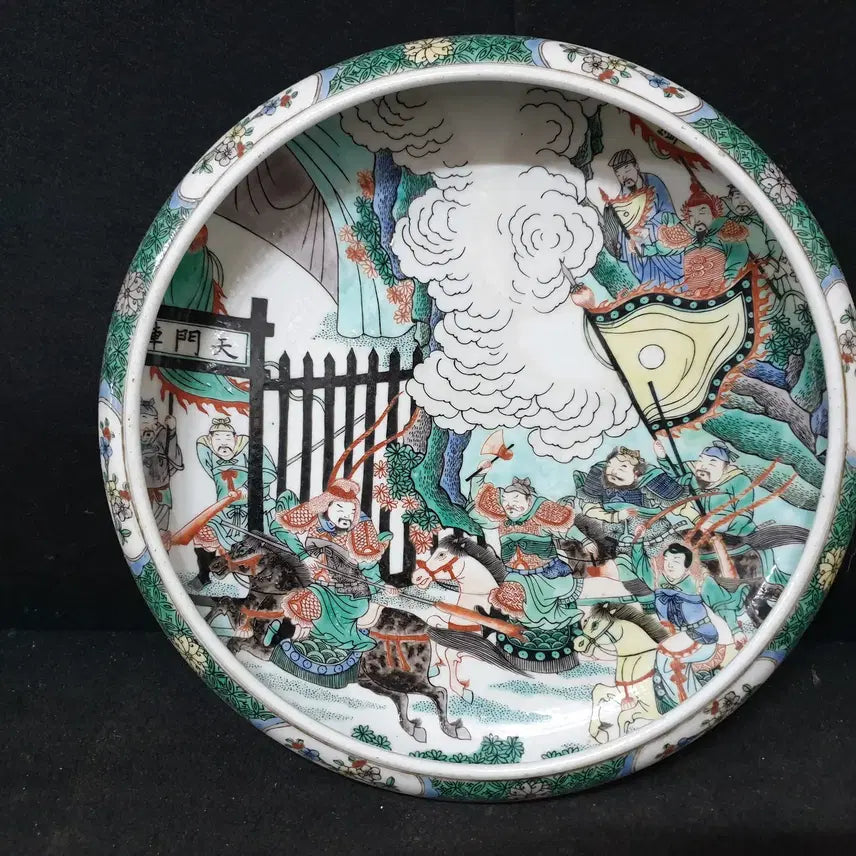 [BUNJANG] Kangxi Period Celadon Porcelain Brush Pot with Warrior Scene / (수원만물)청대 강희년제  대 필새