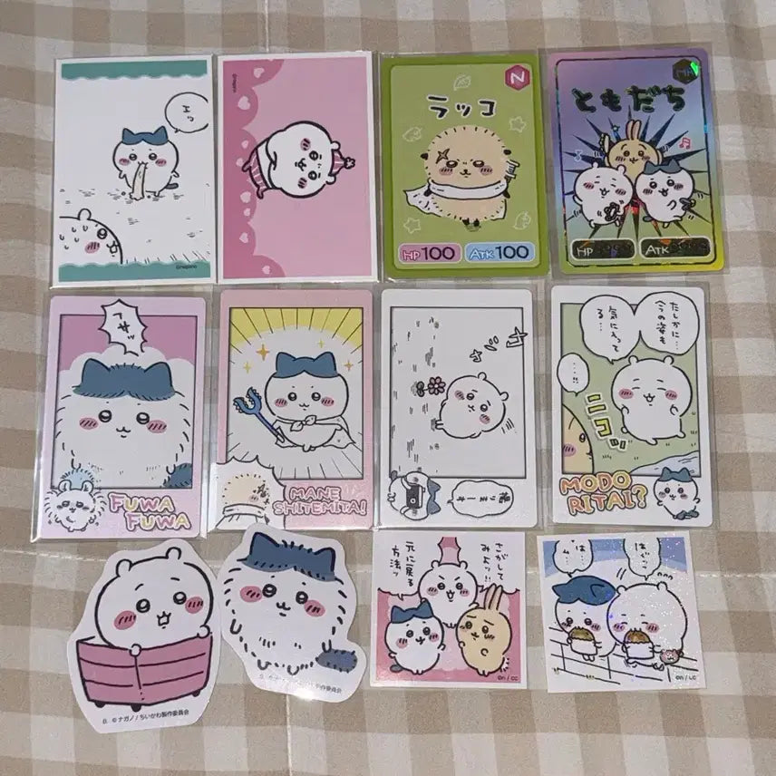 [BUNJANG] Chiikawa Racco Hachiware Gummy Trading Cards &amp; Sticker Set / 치이카와 랏코 하치와레 구미 1탄 카드 스티커 씰스티커 일괄
