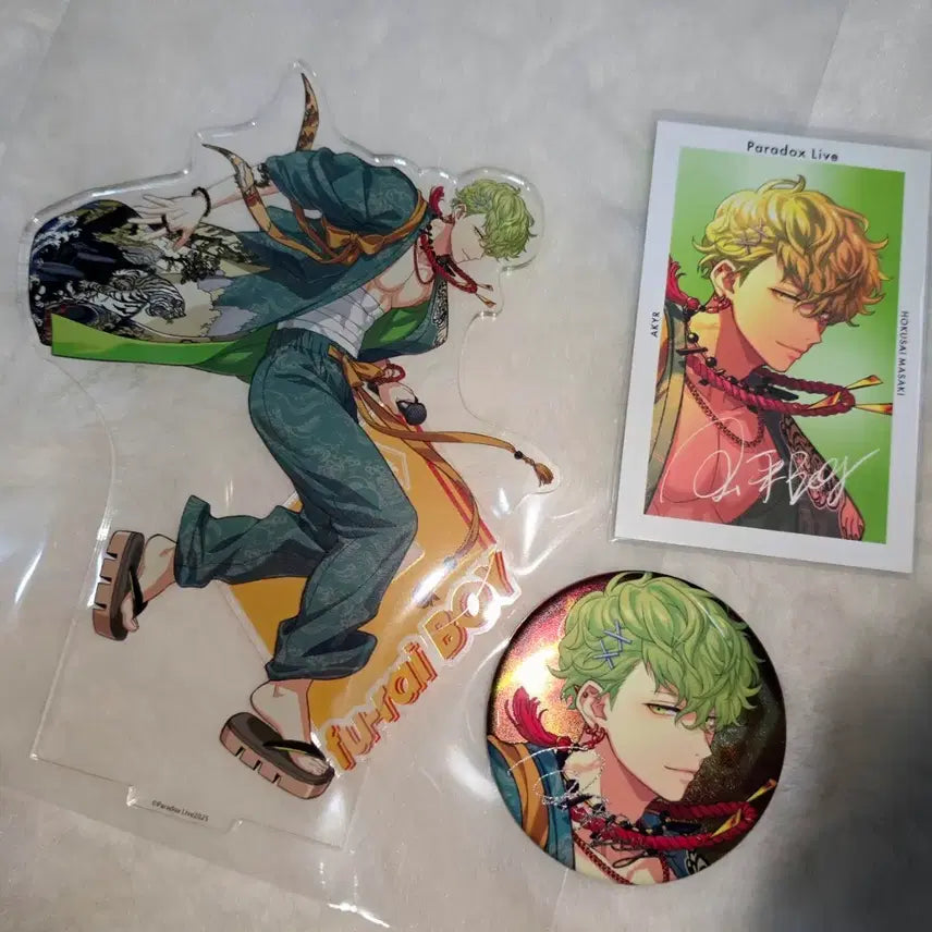 [BUNJANG] Paradox Live Hokushai 5th Anniversary Acrylic Stand + Autograph Free Bonus + Can Badge Bundle Set / 전부일괄] 파라독스라이브 파라라이 호쿠사이 5주년 아크릴+싸인지프리 특전+캔뱃지 사인지프리 아캉야츠라 아칸야츠라 마사키 호쿠사이 굿즈 일괄 지프리
