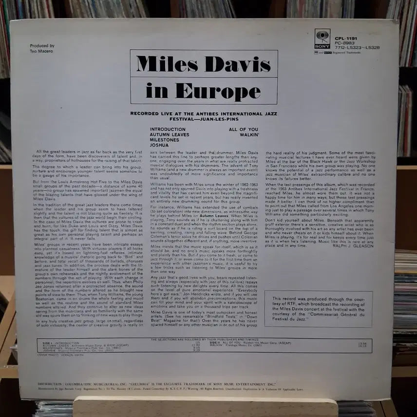 [BUNJANG] Miles Davis In Europe LP / 민트급 재즈 마일스 데이비스 인 유럽 LP 할인
