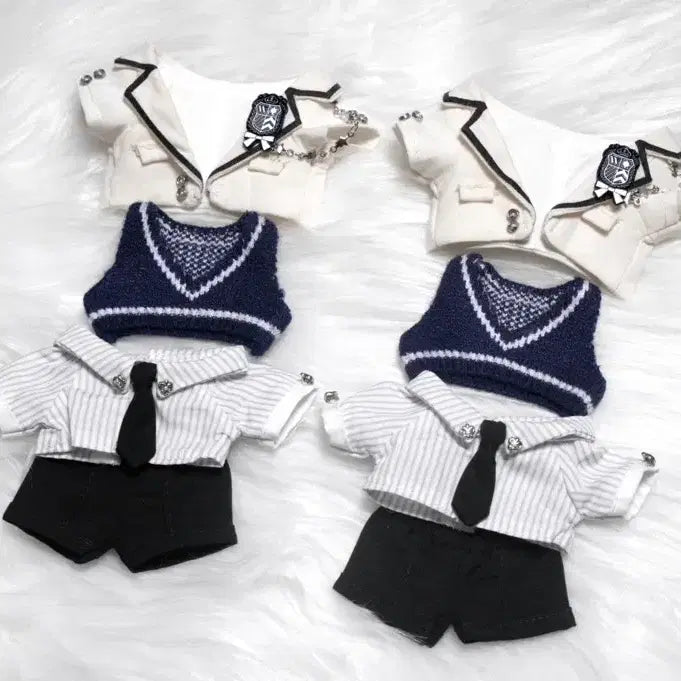 [BUNJANG] Oubell Cotton College Cream Blue 10cm Outfit Set / 우블 코튼컬리지 크림블루 10cm 판매 양도