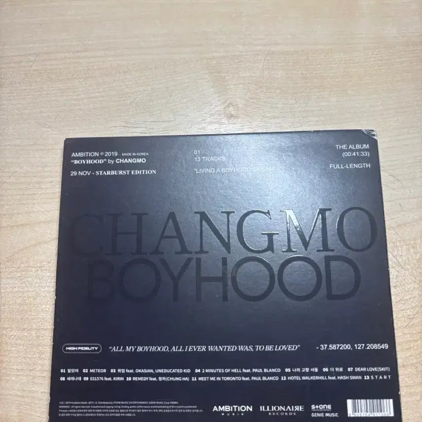 [BUNJANG] Changmo Boyhood CD Album / 한국힙합 창모 보이후드 cd 앨범 판매합니다