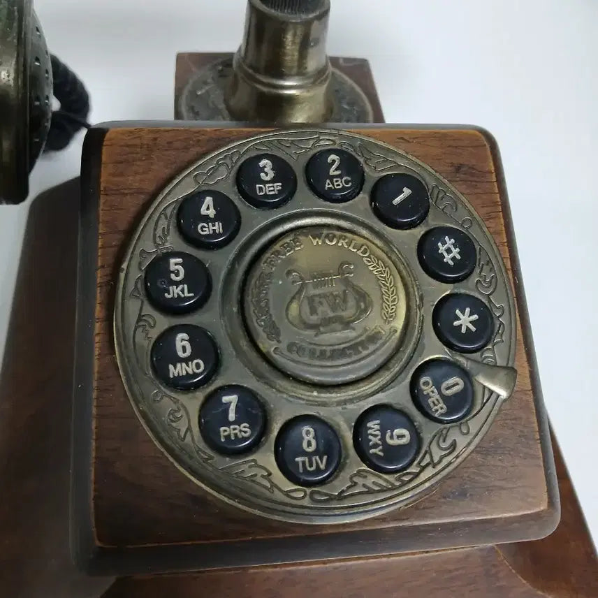 [BUNJANG] Antique Wood &amp; Gold Rotary Telephone / 앤틱 우드골드 전화기