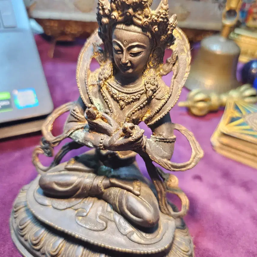 [BUNJANG] Tibetan Buddhism Vajradhara Metal Figurine 18cm / 티베트 밀교 바즈라다라 금속 불상 18cm / 수공예 빈티지 불상