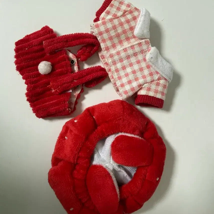 [BUNJANG] 10cm Doll Clothes Strawberry Pattern Set / 10cm 인형옷 딸기무늬 인형옷 세트
