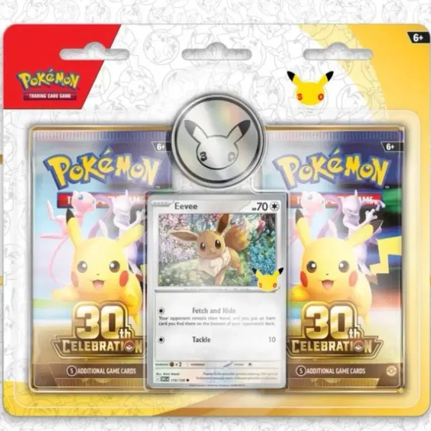 [BUNJANG] Pokemon 30th Anniversary Eevee Card Pack Bundle (2 Packs + 1 Coin) / 포켓몬 30주년 기념 이브이 카드 팩 2개 + 코인 1