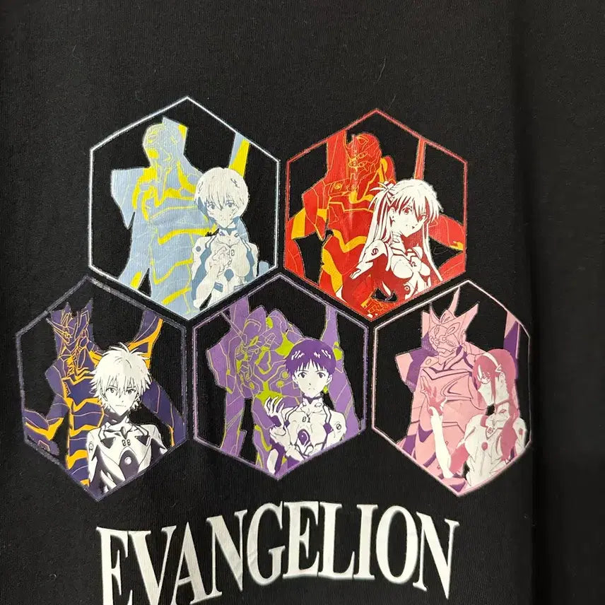 [BUNJANG] Evangelion Japanese Edition Pilot &amp; EVA Unit Graphic T-Shirt Black / 에반게리온 일본판 파일럿 &amp; EVA 유닛 그래픽 반팔티 블랙