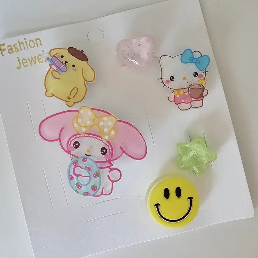[BUNJANG] Sanrio Summer Vacation LED Pearl Coating Acrylic Charms Set (6 Types) / (바로배송)LED 썸머 바캉스 산리오 펄코팅 아크릴 지비츠 6종 세트