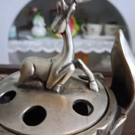 [BUNJANG] Celadon Deer Motif Lotus Incense Burner / 사슴 문양 백동연꽃 향로 +향
