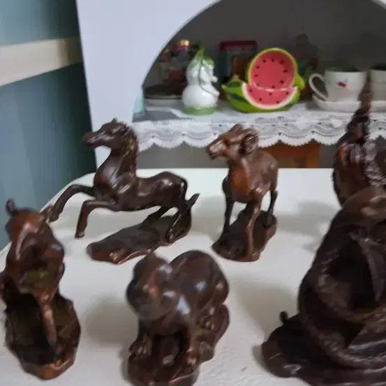 [BUNJANG] Set of 12 Zodiac Animal Statues / 적동십이지신 동물 상 세트