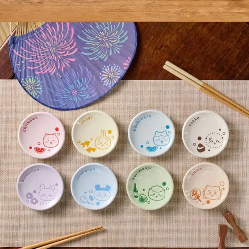 [BUNJANG] Chiikawa Summer Lottery Plate Set Hachiware Racoon Mini Plate / 치이카와 여름 쿠지 접시세트 하치와레 랏코 접시 미니접시