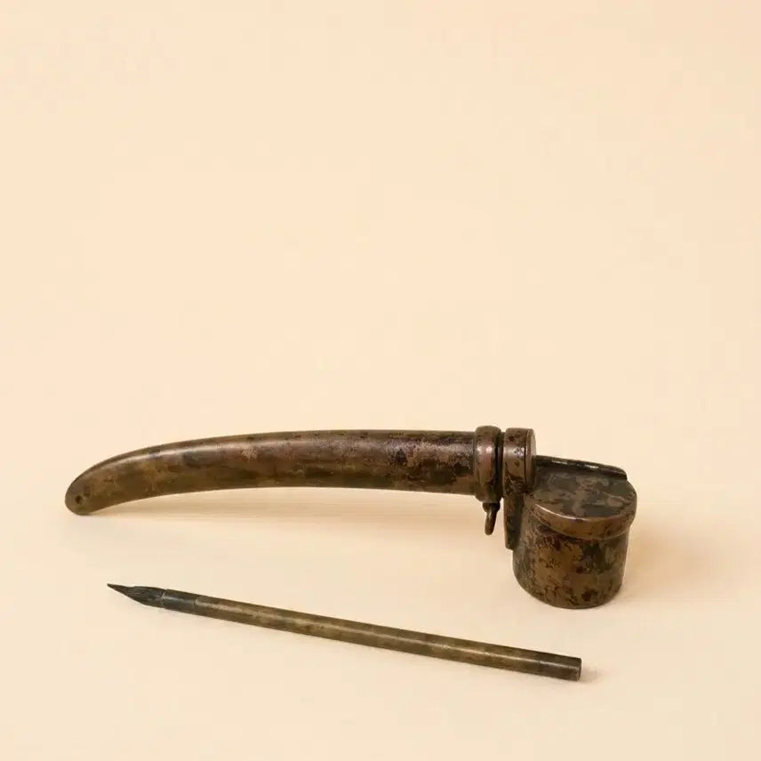[BUNJANG] Vintage Brass Inkstone and Brush Set / 빈티지 수집품 <동제 먹통과 붓 세트>