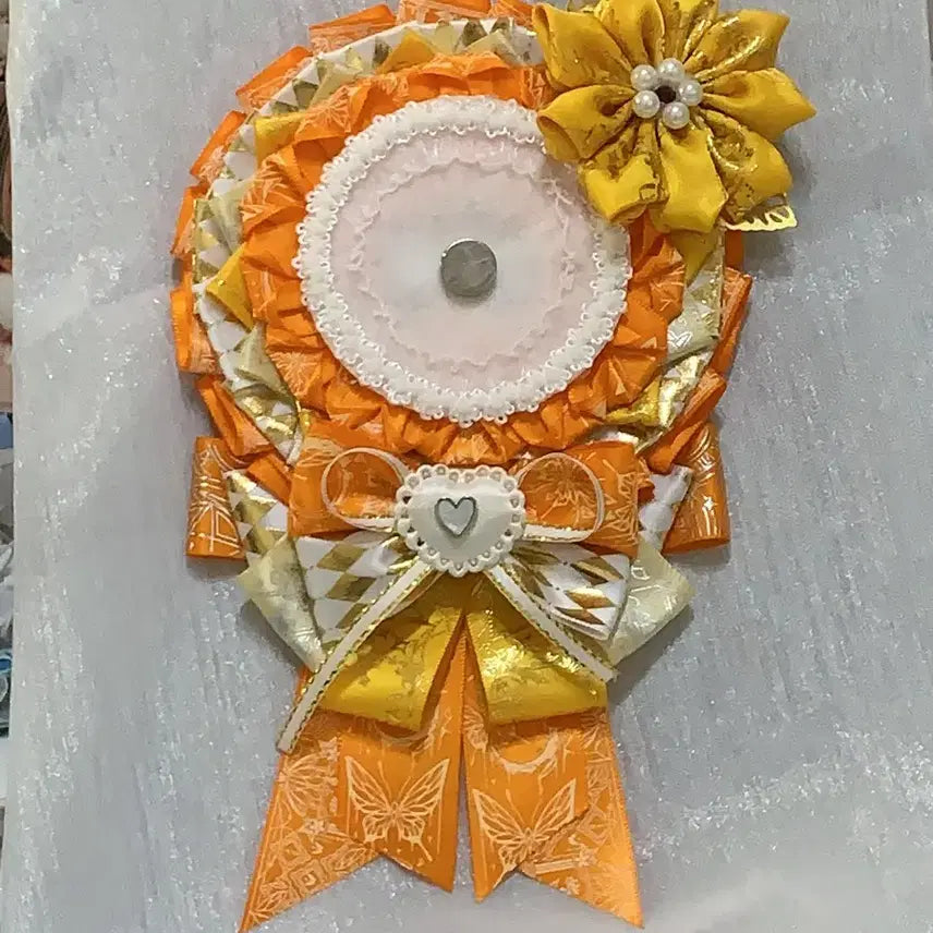 [BUNJANG] Orange Rosette Brooch 58mm / 58mm 오렌지 로제트