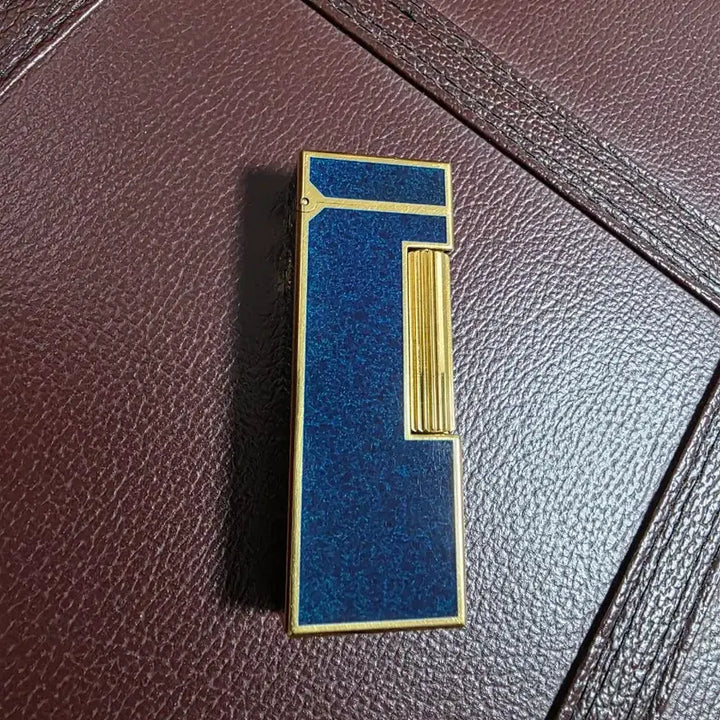 [BUNJANG] Dunhill Rollagas Lighter Blue Marble Lacquer &amp; Gold Plate / 던힐 라이터 블루 골드 콤비 A급