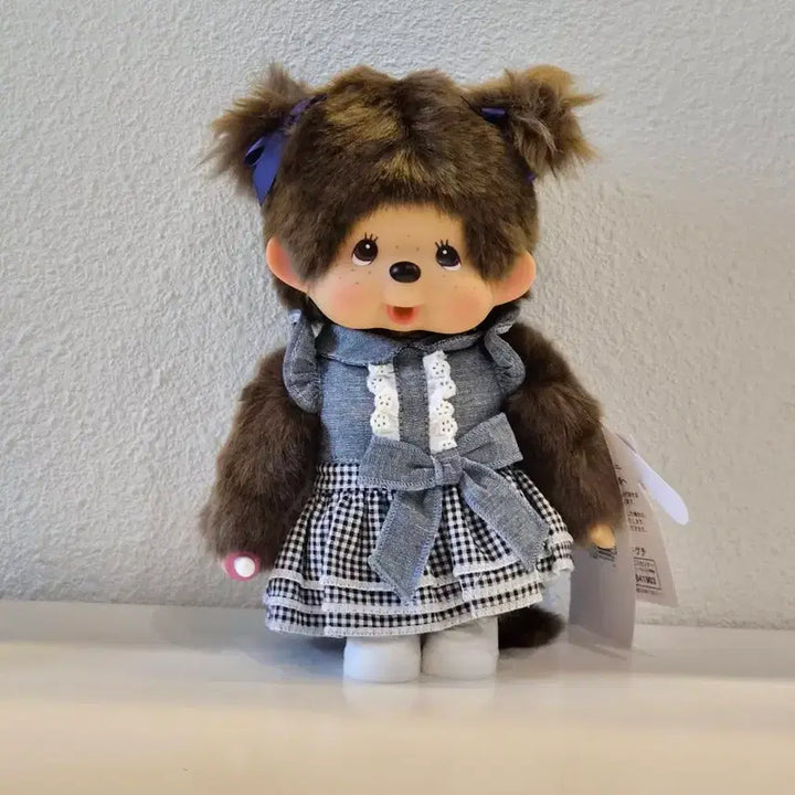 [BUNJANG] Monchhichi M-Size Denim Dress Doll (Authentic) / 홍콩 데님 원피스 몬치치 M사이즈(정품)